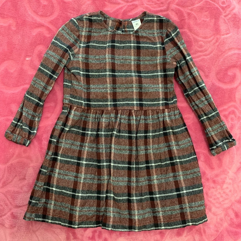 Plaid flannel long sleeve dress